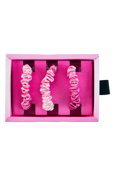Blissy 3-pack Skinny Silk Scrunchies In Pink Ombre
