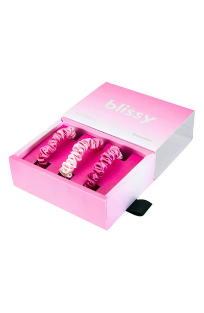 Blissy 3-pack Skinny Silk Scrunchies In Pink Ombre