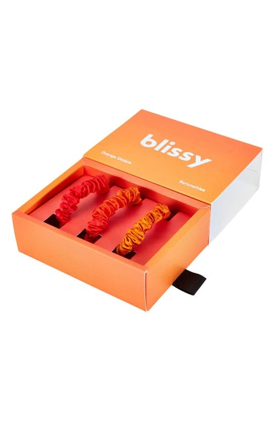 Blissy 3-pack Skinny Silk Scrunchies In Orange Ombre