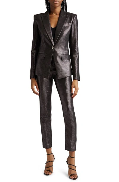 Shop Ramy Brook Wren Metallic Jacket In Zink Metallic Suiting