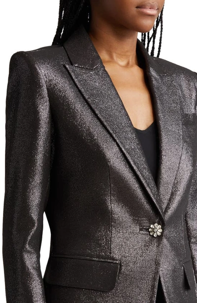 Shop Ramy Brook Wren Metallic Jacket In Zink Metallic Suiting