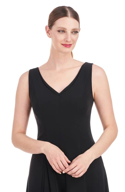 Shop Kay Unger Wanda Sleeveless V-neck Fit & Flare Midi Dress In Black