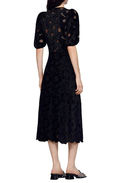 Shop Sandro Ellen Velvet Scallop Maxi Dress In Black