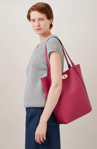 Shop Mulberry Bayswater Heavy Grain Leather North/south Tote In Wild Berry