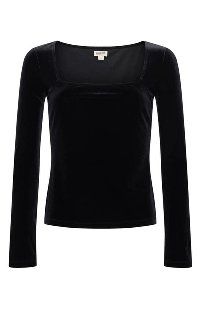 Shop L Agence Kinley Square Neck Stretch Velvet Top In Black