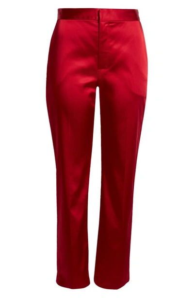 Shop L Agence Rebel Satin Ankle Pants In Dark Tango Red