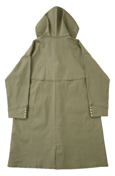 Shop Profound Hooded Water Resistant Waxed Cotton Blend Coat In Olive