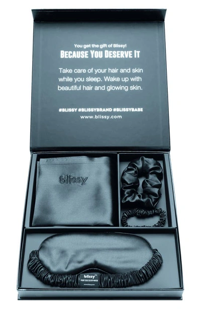 Blissy Dream 4-piece Mulberry Silk Set In Ash Blue
