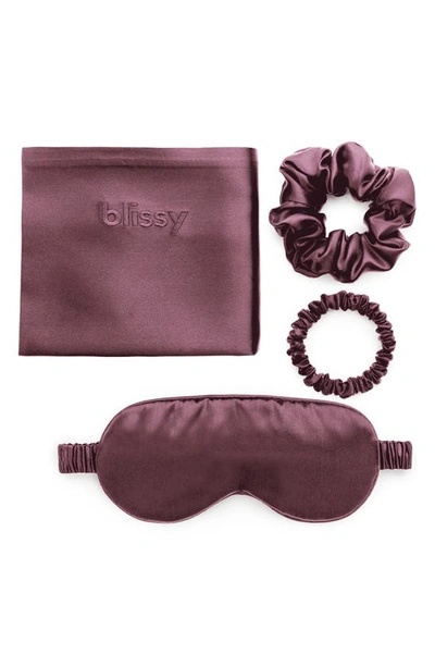 Shop Blissy Dream 4-piece Mulberry Silk Set In Plum