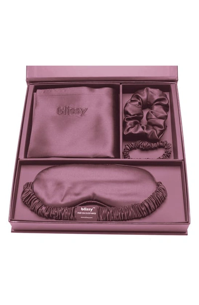 Blissy Dream 4-piece Mulberry Silk Set In Plum