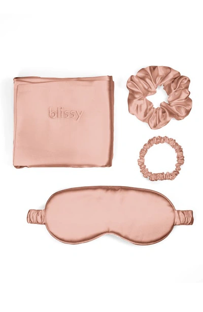 Shop Blissy Dream 4-piece Mulberry Silk Set In Rose Gold