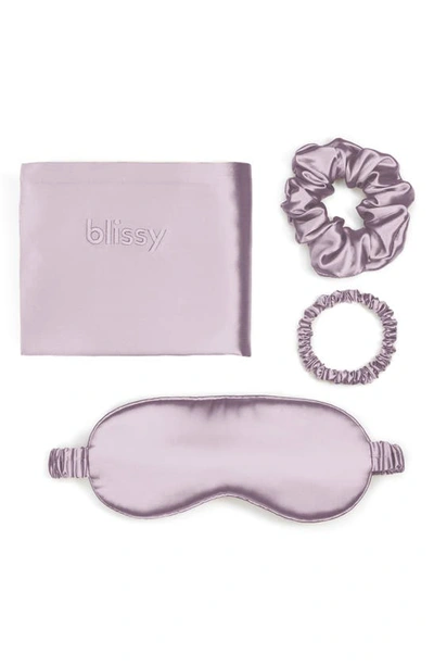 Shop Blissy Dream 4-piece Mulberry Silk Set In Lavender