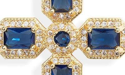 Vidakush Ornate Cubic Zirconia Cross Pendant Necklace In Sapphire