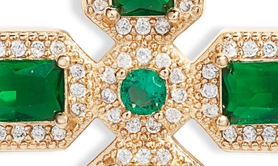 Shop Vidakush Ornate Cubic Zirconia Cross Pendant Necklace In Green