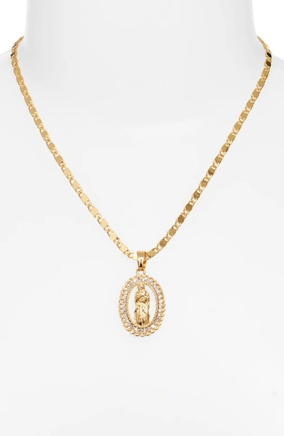 Shop Vidakush Crystal Embellished Guadalupe Pendant Necklace In Gold