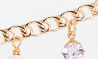 Vidakush Imitation Pearl & Crystal Charm Belly Chain In Gold