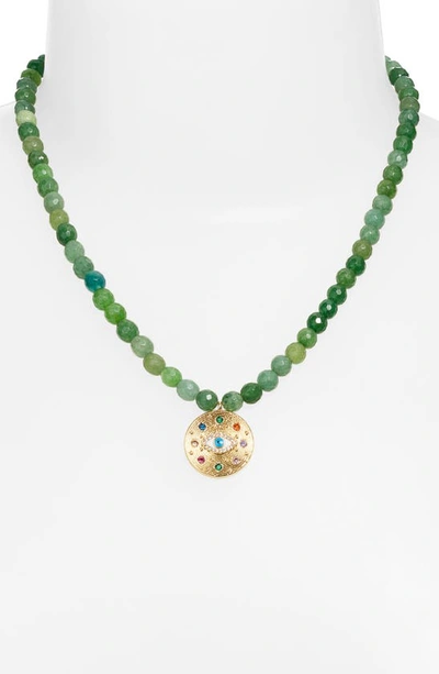 Shop Vidakush Eyes On Me Jade Necklace In Green/ Gold