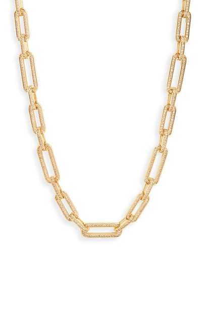 Shop Vidakush Pavé Paper Clip Link Chain Necklace In Gold