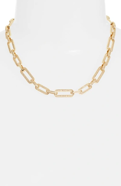 Shop Vidakush Pavé Paper Clip Link Chain Necklace In Gold