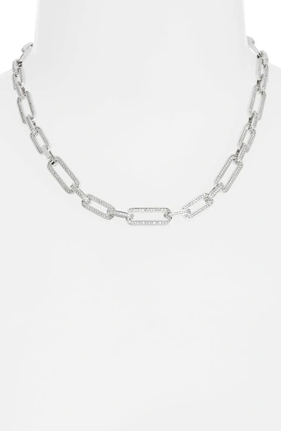 Shop Vidakush Pavé Paper Clip Link Chain Necklace In Silver