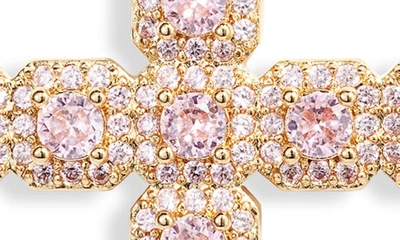 Vidakush Fantasy Cubic Zirconia Cross Pendant Necklace In Light Pink