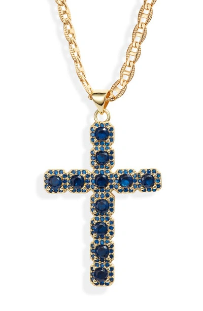 Shop Vidakush Fantasy Cubic Zirconia Cross Pendant Necklace In Blue