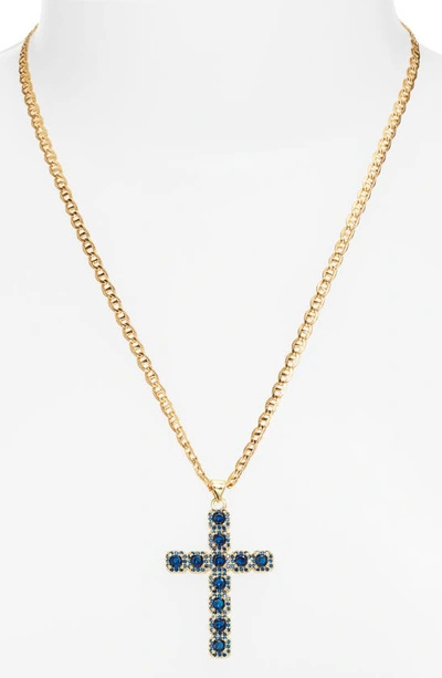 Shop Vidakush Fantasy Cubic Zirconia Cross Pendant Necklace In Blue