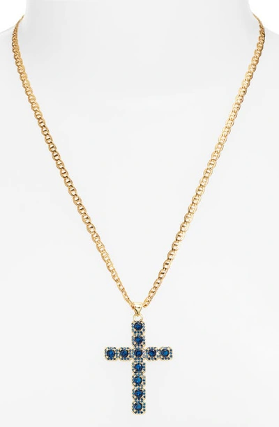 Vidakush Fantasy Cubic Zirconia Cross Pendant Necklace In Blue