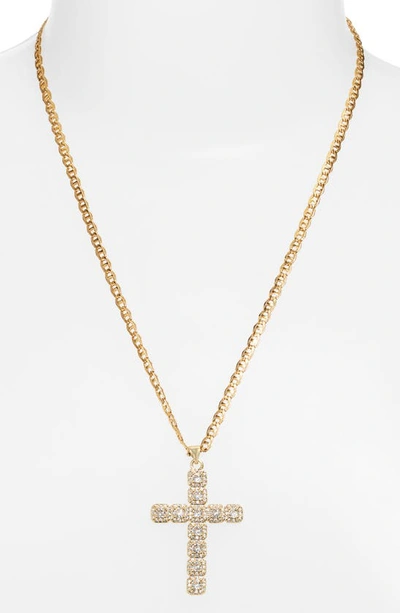 Vidakush Large Cubic Zirconia Cross Pendant Necklace In Gold