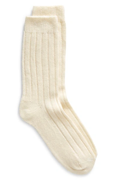 Shop Nordstrom Rib Crew Socks In Ivory Egret