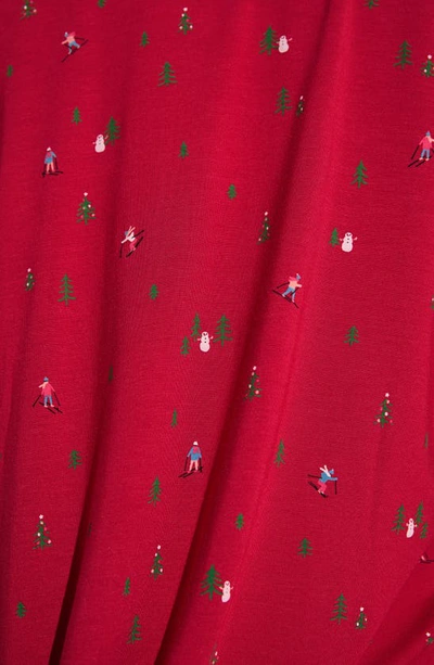 Shop Eberjey Gisele Print Jersey Knit Pajamas In Apres Ski Haute Red/ Ivory