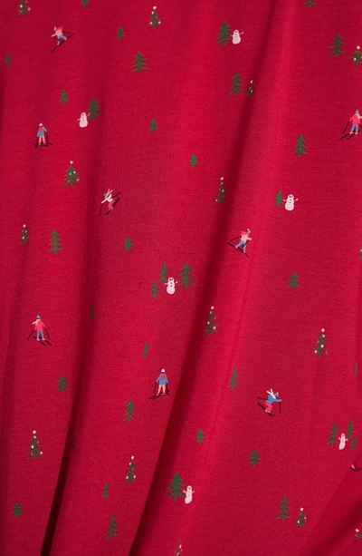 Eberjey Gisele Dot Printed Long Pajama Set In Apres Ski Haute Red/ Ivory