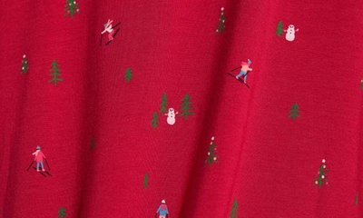 Eberjey Gisele Dot Printed Long Pajama Set In Apres Ski Haute Red/ Ivory