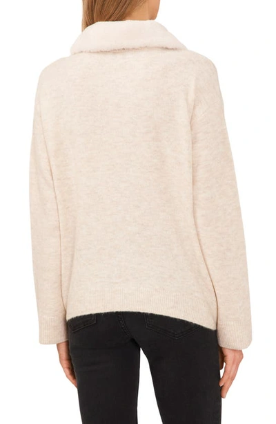 Shop Cece Crop Cardigan With Faux Fur Collar In Malted