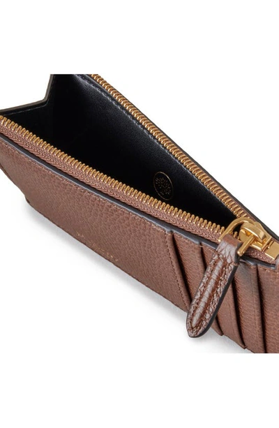 Mulberry Continental Zip Leather Card Holder In Oak
