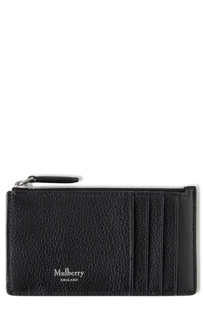 Shop Mulberry Continental Zip Leather Card Holder In Black