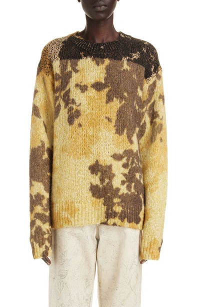 Shop Dries Van Noten Mixed Print Alpaca Blend Sweater In Yellow 202