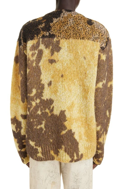 Shop Dries Van Noten Mixed Print Alpaca Blend Sweater In Yellow 202