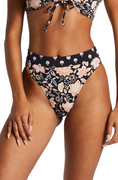 Billabong Hide Away Hippie Maui Rider Bikini Bottoms In Black Pebble