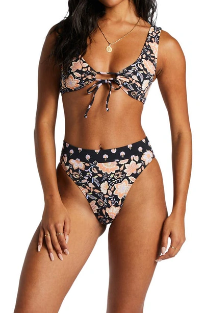 Billabong Hide Away Hippie Maui Rider Bikini Bottoms In Black Pebble