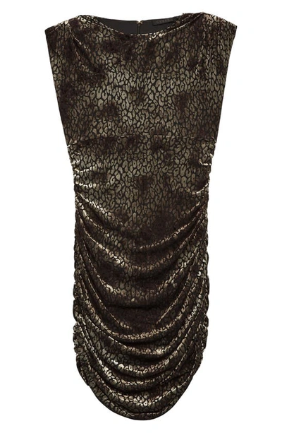 Shop Guess Belinda Ruched Cap Sleeve Body-con Dress In Brown Shimmer