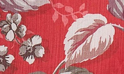 Shop Guess Iggy Floral Cold Shoulder Crop Top In Red Floral