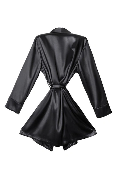 Blissy Mulberry Silk Robe In Black