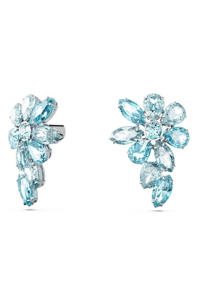 Shop Swarovski Gema Crystal Drop Earrings In Blue