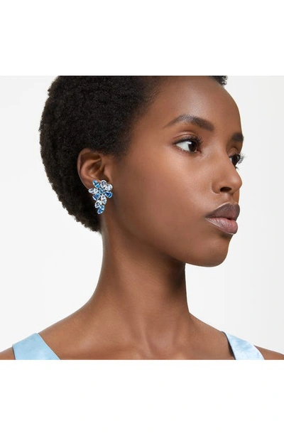 Shop Swarovski Gema Crystal Drop Earrings In Blue