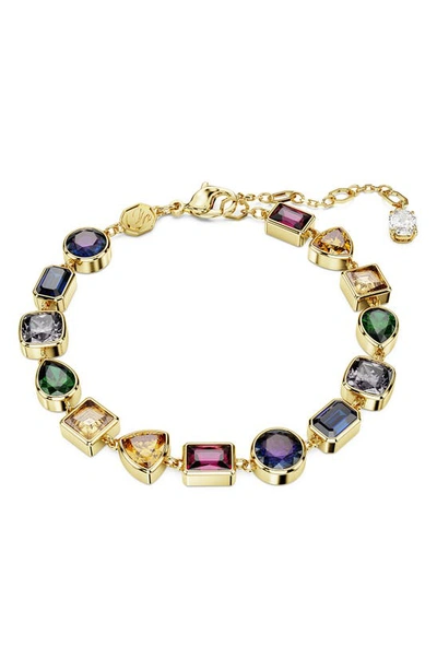 Shop Swarovski Stilla Mixed Cut Crystal Bracelet In Gold/ Multicolored