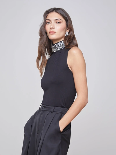 Shop L Agence Emily Top In Black/pearl Stone Combo