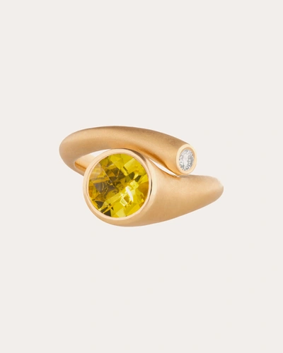Shop Carelle Women's Whirl Yellow Beryl & Diamond Ring 18k Gold