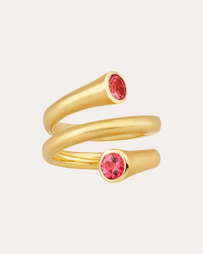 Shop Carelle Women's Whirl Red Spinel Spiral Ring 18k Gold