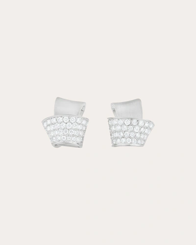 Shop Carelle Women's Knot Pavé Diamond Stud Earrings In White